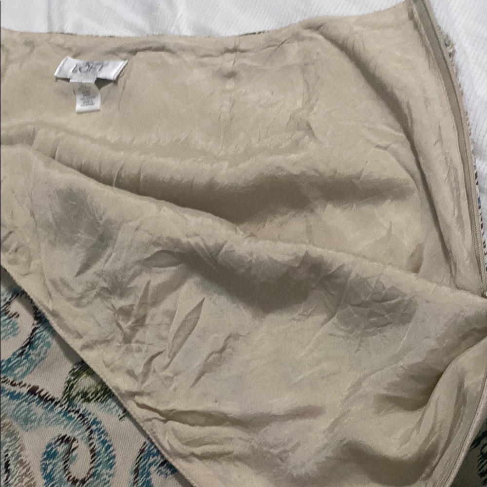 LOFT Blue/Green and Cream A-Line Skirt - Picture 6 of 10
